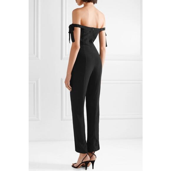 NWT STAUD Rosa Jumpsuit Black Crepe Size 2 Straight Leg Lightweight Off Shoulder - Picture 4 of 16